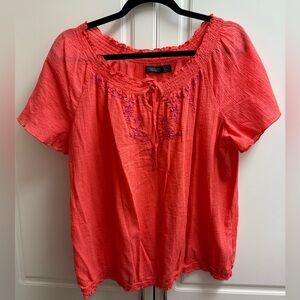 XL Faded Glory Coral Short Sleeve Blouse